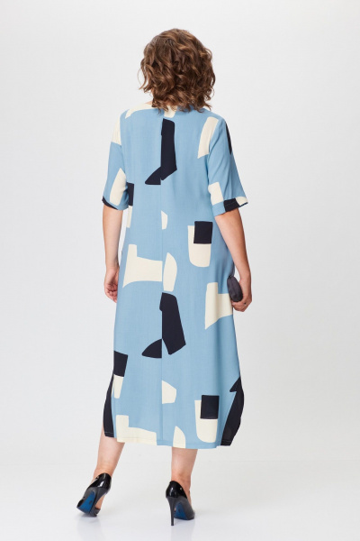 Повседневное летнее платье из вискозы с разрезами Michel chic 2168 голубой - фото 6