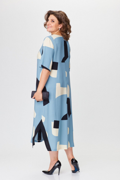 Повседневное летнее платье из вискозы с разрезами Michel chic 2168 голубой - фото 5