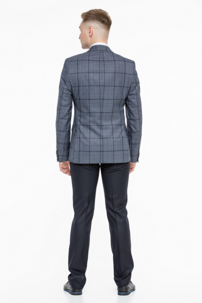 Деловой костюм двойка классический серый из текстиля LAGENTE 0631.170 серо-синий - фото 6