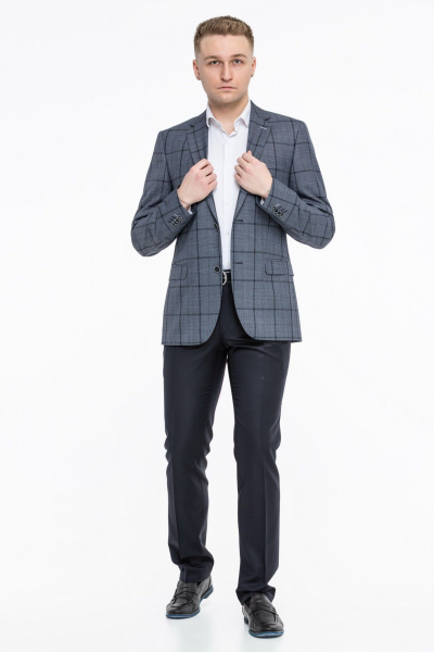 Деловой костюм двойка классический серый из текстиля LAGENTE 0631.170 серо-синий - фото 3