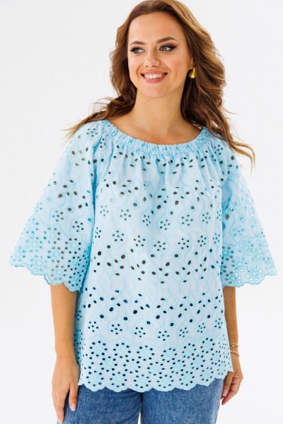 Блуза из хлопка и текстиля свободного покроя для лета Anastasia 1131.4 - фото 3