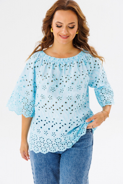 Блуза из хлопка и текстиля свободного покроя для лета Anastasia 1131.4 - фото 4