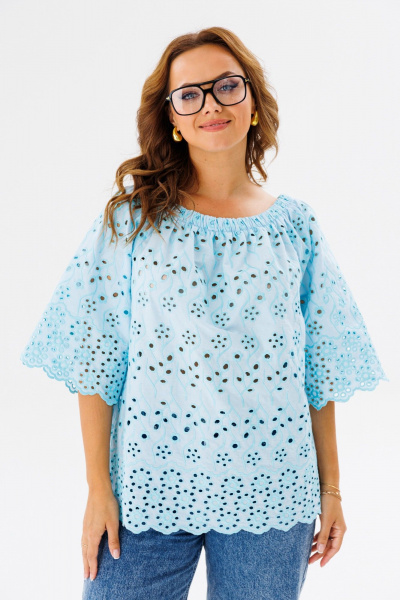 Блуза из хлопка и текстиля свободного покроя для лета Anastasia 1131.4 - фото 2