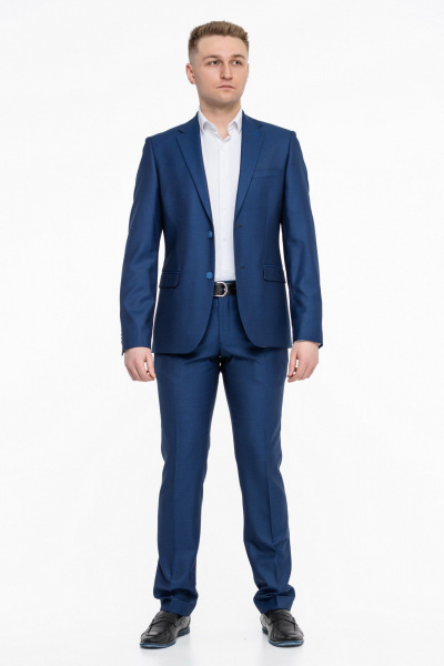 Деловой костюм из текстиля синяя классика с зауженными брюками LAGENTE 0639.176 ярко-синий - фото 1