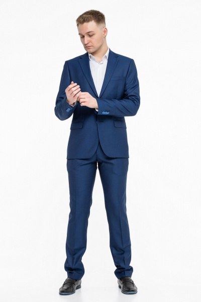 Деловой костюм из текстиля синяя классика с зауженными брюками LAGENTE 0639.182 ярко-синий - фото 4