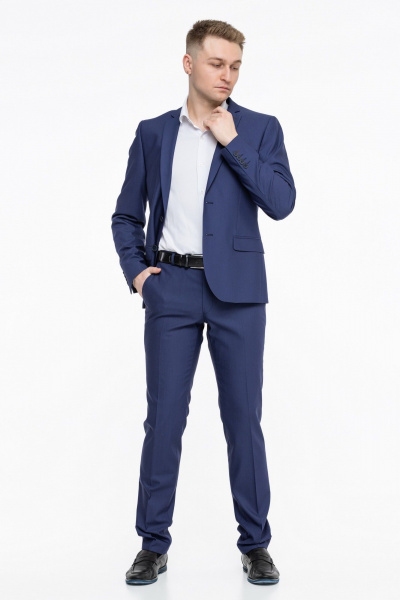 Деловой костюм двойка из плотной немнущейся ткани LAGENTE 0641.170 сине-фиолетовый - фото 4