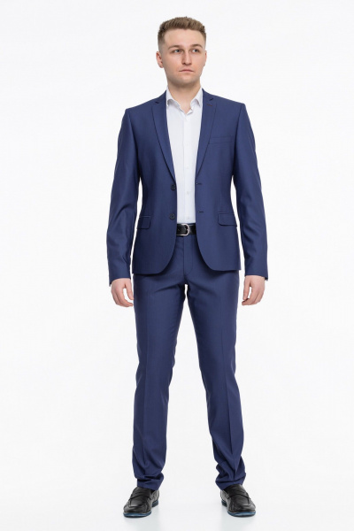 Деловой костюм из текстиля синяя классика с зауженными брюками LAGENTE 0641.176 сине-фиолетовый - фото 1