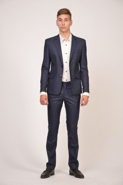 Деловой мужской костюм 2-ка с приталенным силуэтом из текстиля LAGENTE 0642.182 синий - фото 2