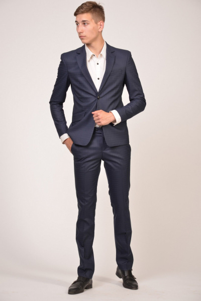 Деловой мужской костюм 2-ка с зауженными брюками из текстиля LAGENTE 0642.188 синий - фото 1