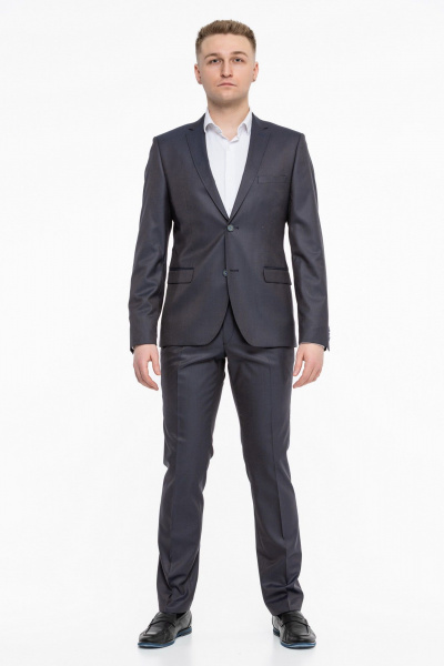 Классический мужской костюм 2-ка из текстиля с балансом ткани LAGENTE 0644.176 серо-синий - фото 6