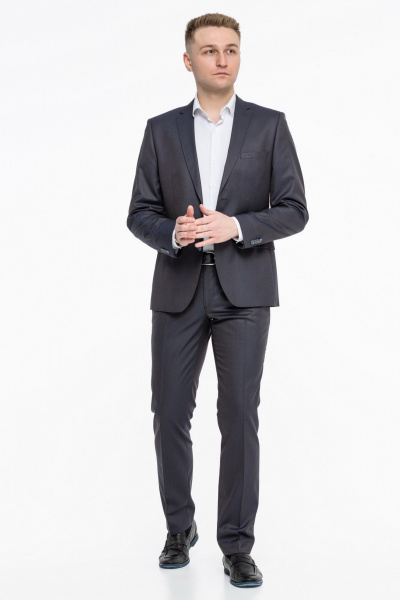 Классический мужской костюм 2-ка из текстиля с балансом ткани LAGENTE 0644.176 серо-синий - фото 2