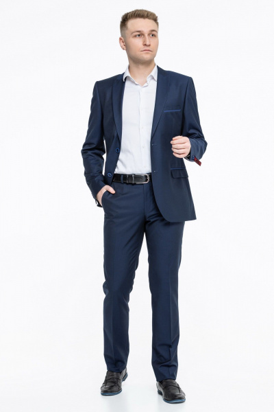 Деловой костюм двойка с классическими брюками и пиджаком LAGENTE 0654.176 темно-синий - фото 1