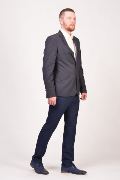 Пиджак мужской классический зауженный на каждый день LAGENTE 3116.170 сине-коричневый - фото 2