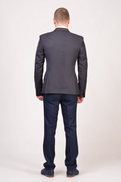 Мужской зауженный пиджак из текстиля с классическим стилем LAGENTE 3116.182 сине-коричневый - фото 3