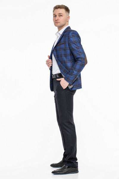 Классический мужской пиджак с двумя пуговицами из текстиля LAGENTE 3117.176 синий - фото 4