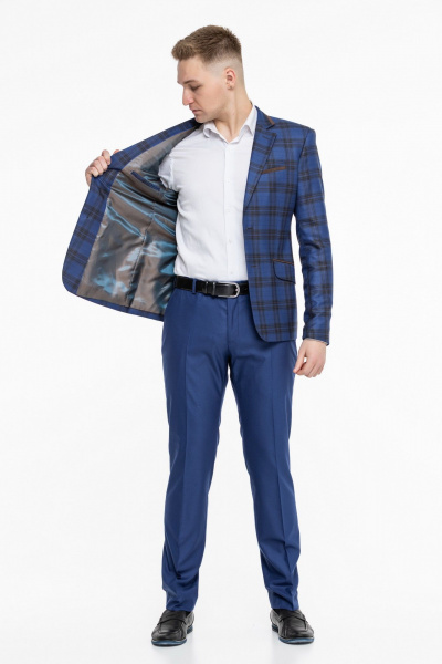 Классический мужской пиджак с двумя пуговицами из текстиля LAGENTE 3117.176 синий - фото 2