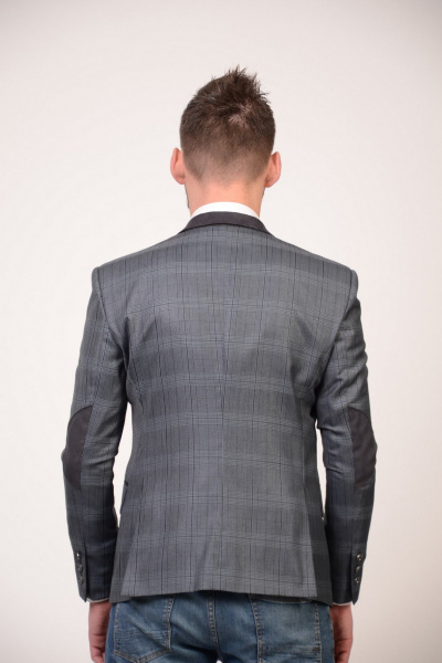 Пиджак мужской классический серый зауженный для делового стиля LAGENTE 3126.170 серо-синий - фото 3
