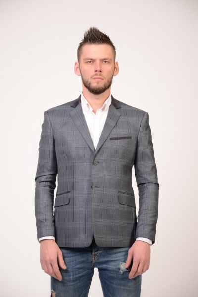 Пиджак мужской классический серый зауженный для делового стиля LAGENTE 3126.170 серо-синий - фото 2