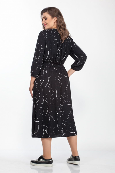 Платье на запах с принтом и длиной по линии талии Anna Majewska 1395 черно-белый - фото 3