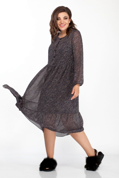 Платье шифоновое с отрезной линией талии и шлейками Anna Majewska 1403 фиолетовый - фото 3