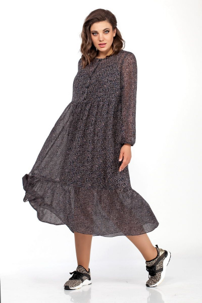 Платье шифоновое с отрезной линией талии и шлейками Anna Majewska 1403 фиолетовый - фото 2