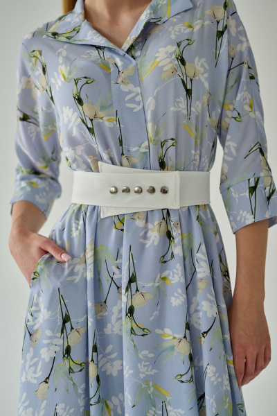 Голубое свободное платье из креп шифона с асимметричным низом Мастер Мод 672б голубой - фото 3