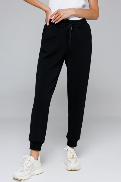 Трикотажные зауженные брюки с карманами для повседневной носки Butеr 2880 черный - фото 5