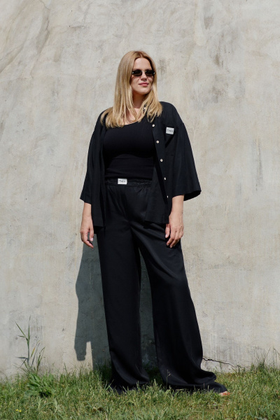 Брюки палаццо прямые из лиоцелла с эластичным поясом THÉA club 1001.5003 черный - фото 8