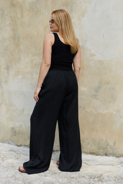 Брюки палаццо прямые из лиоцелла с эластичным поясом THÉA club 1001.5003 черный - фото 7