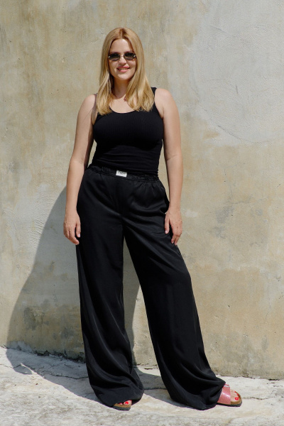 Брюки палаццо прямые из лиоцелла с эластичным поясом THÉA club 1001.5003 черный - фото 4