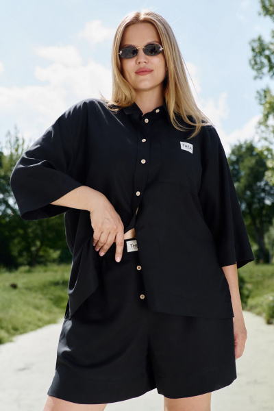 Рубашка из вискозной ткани со шлифованным эффектом THÉA club 1001.5007 черный - фото 5