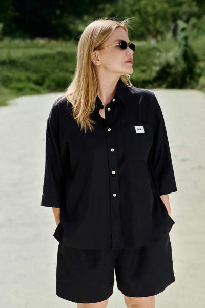 Рубашка из вискозной ткани со шлифованным эффектом THÉA club 1001.5007 черный - фото 4