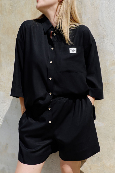 Рубашка из вискозной ткани со шлифованным эффектом THÉA club 1001.5007 черный - фото 3