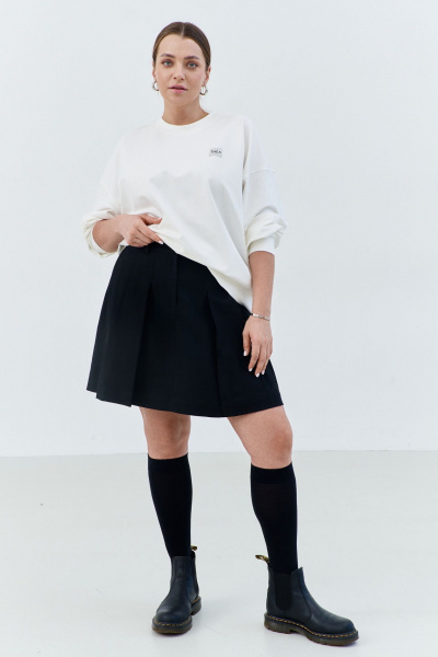 Оверсайз свитшот из трикотажа с удлиненным силуэтом THÉA club 2002 молочный - фото 2