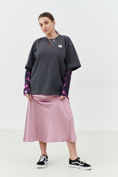 Футболка оверсайз из хлопкового трикотажа с коротким рукавом THÉA club 3001 графитовый - фото 13