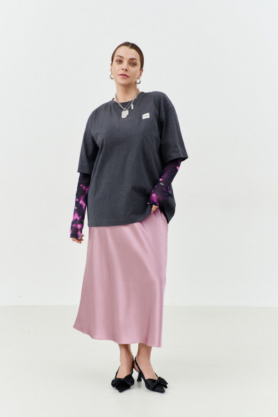 Футболка оверсайз из хлопкового трикотажа с коротким рукавом THÉA club 3001 графитовый - фото 12