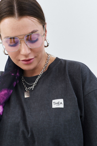 Футболка оверсайз из хлопкового трикотажа с коротким рукавом THÉA club 3001 графитовый - фото 9