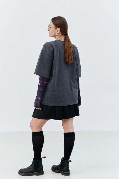 Футболка оверсайз из хлопкового трикотажа с коротким рукавом THÉA club 3001 графитовый - фото 5