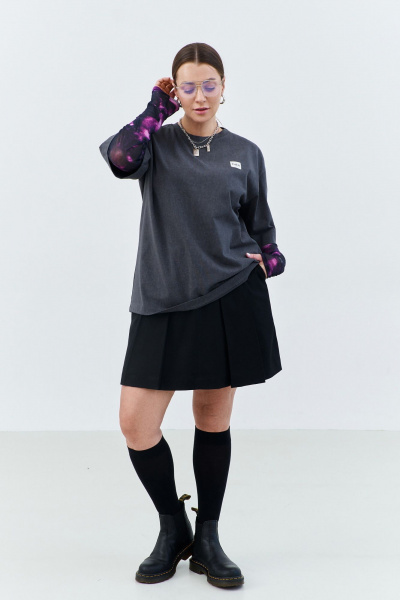 Футболка оверсайз из хлопкового трикотажа с коротким рукавом THÉA club 3001 графитовый - фото 8