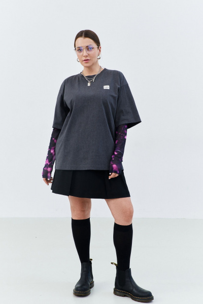 Футболка оверсайз из хлопкового трикотажа с коротким рукавом THÉA club 3001 графитовый - фото 4