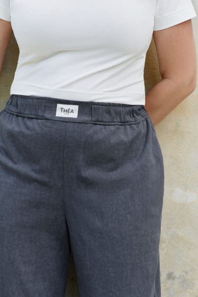 Брюки-палаццо из трикотажа с имитацией застежки и карманами THÉA club 3001.5005 графитовый - фото 5