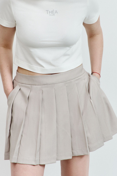 Укороченный топ из хлопкового трикотажа с вышивкой THÉA club 3002 молочный - фото 5