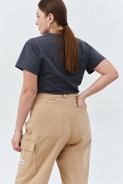 Футболка из хлопкового трикотажа с коротким рукавом и фирменной вышивкой THÉA club 3003 графитовый - фото 3