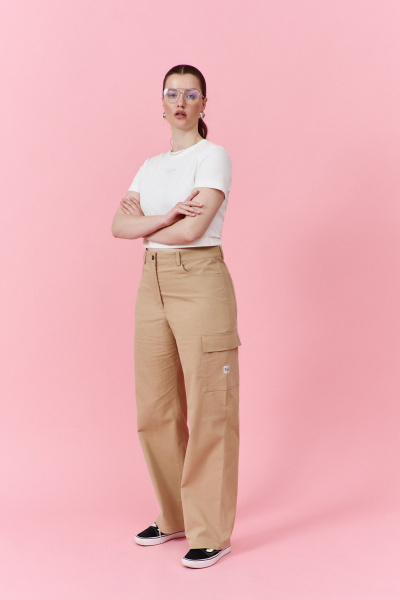 Брюки-карго из чинос-ткани с накладными карманами и эластичным поясом THÉA club 5002 бежевый - фото 12