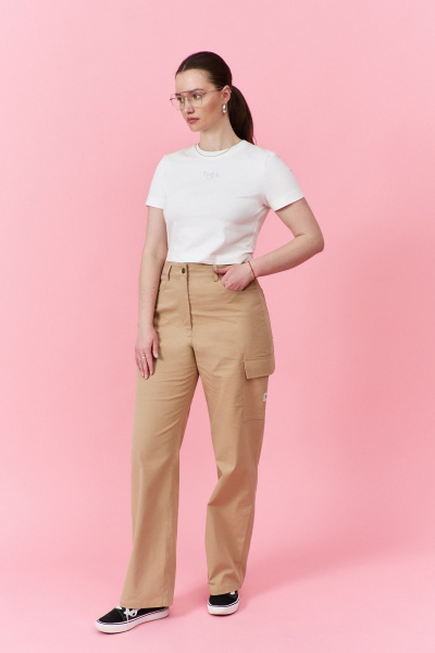 Брюки-карго из чинос-ткани с накладными карманами и эластичным поясом THÉA club 5002 бежевый - фото 11