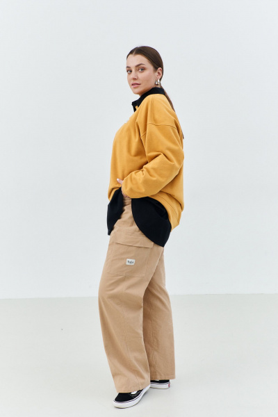 Брюки-карго из чинос-ткани с накладными карманами и эластичным поясом THÉA club 5002 бежевый - фото 8