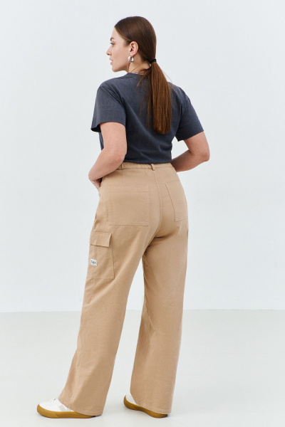 Брюки-карго из чинос-ткани с накладными карманами и эластичным поясом THÉA club 5002 бежевый - фото 5