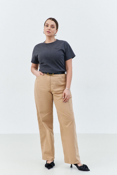 Брюки-карго из чинос-ткани с накладными карманами и эластичным поясом THÉA club 5002 бежевый - фото 4