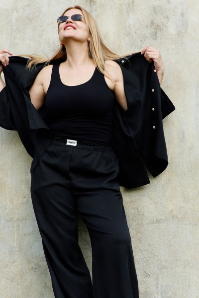 Брюки палаццо из лиоцелла с эластичным поясом THÉA club 5003 черный - фото 6