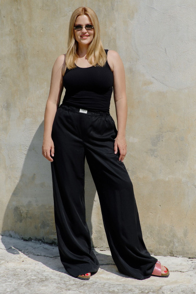 Брюки палаццо из лиоцелла с эластичным поясом THÉA club 5003 черный - фото 1